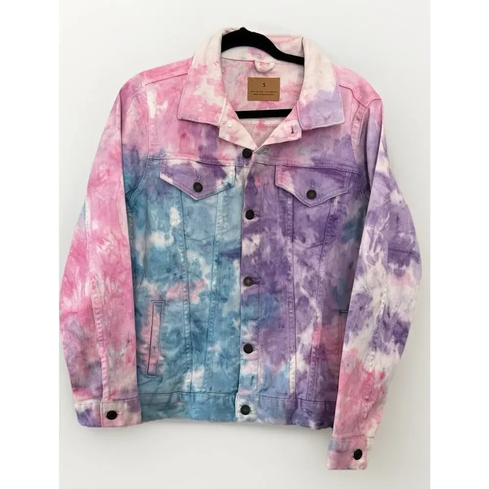 TAYLOR SWIFT 1989 Girls Blue Pink Tie Dye Denim Jacket Swifty Size Small